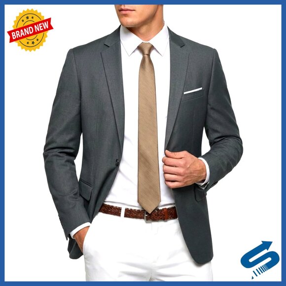 Slim Fit Sport Coat Blazer One Button Lightweight Stretch Fabric